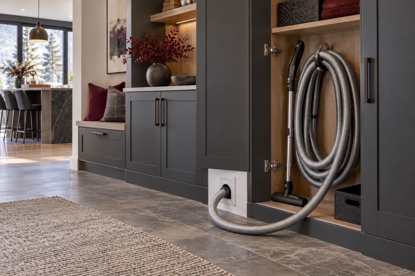 Central vacuum system in a bright, modern home