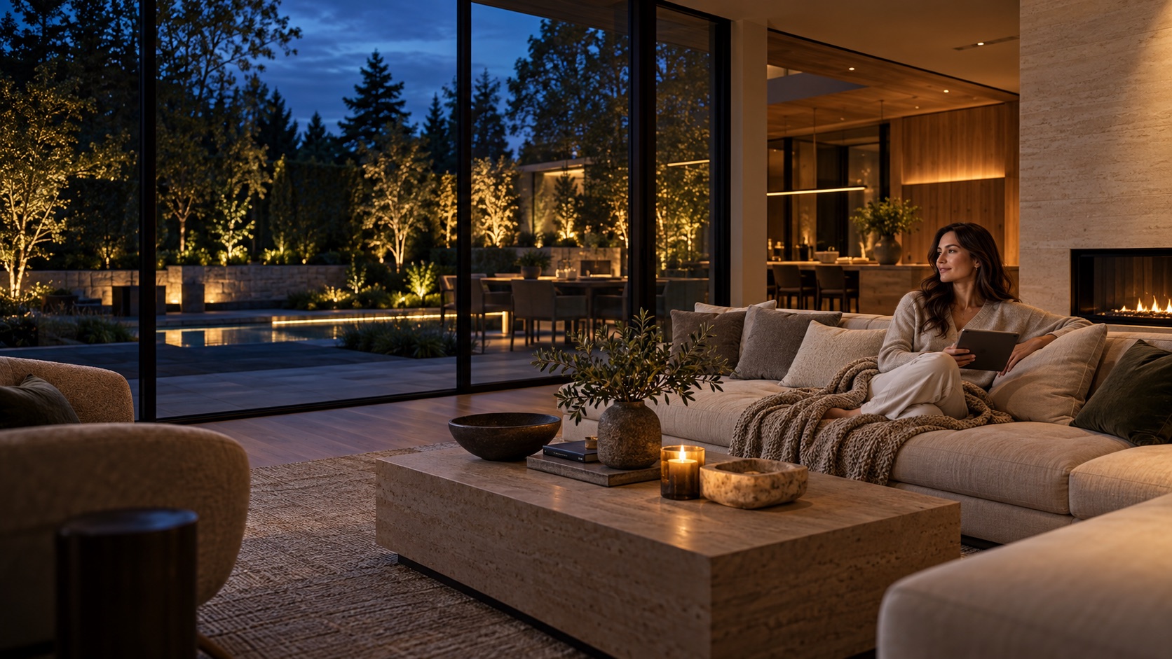 Illustrative spaces scene for a Texotec smart-living page